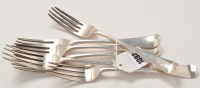 Lot 1092 - Three George III table forks, by Peter, Ann...