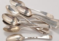 Lot 1094 - Fourteen Georgian dessert spoons, various...