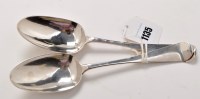 Lot 1135 - Two early George III tablespoons, by Benjamin...