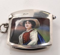 Lot 1147 - An Edwardian silver and enamelled vesta case,...