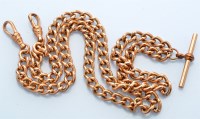 Lot 1203 - A 9ct yellow gold Albert chain, set with...
