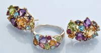 Lot 1245 - A pair of gem set earrings, with citrine,...