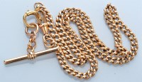 Lot 1284 - A yellow metal Albert chain, the uniform curb...