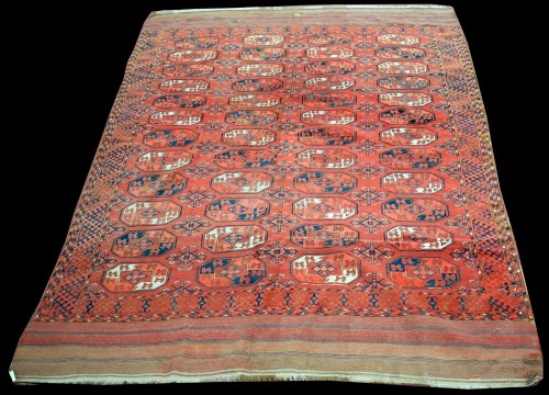 Lot 1340 - A Tekke Turkoman carpet, the field decorated...