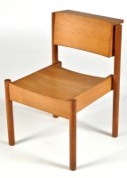 Lot 9 - An oak chapel chair with box back, the seat...