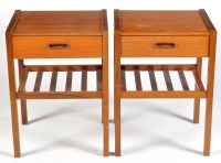 Lot 82 - A pair of mid 20th Century teak bedside tables,...