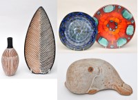 Lot 127 - Will Levi Marshall: an earthenware leaf...
