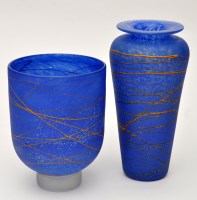 Lot 142 - Two 20th Century mottled blue overlay...