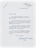 Lot 186 - Henry Moore A letter discussing his sculpture '...