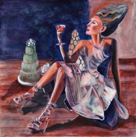 Lot 354 - *J*** Ellis ''Martini Girl'' signed acrylic on...
