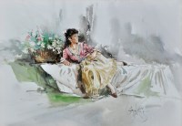 Lot 69 - Gordon King (1939- ) The Flower Girl signed...