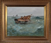 Lot 182 - John William Gilroy (1868-1944) Fishermen in a...