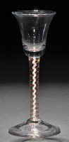 Lot 208 - A colour twist wine glass, the bell bowl...