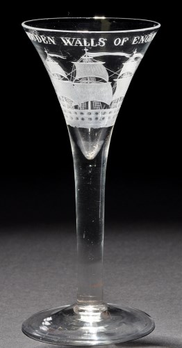 Lot 222 - A drawn trumpet bowl wine glass, with plain...