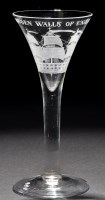 Lot 222 - A drawn trumpet bowl wine glass, with plain...