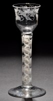 Lot 262 - A cordial glass, the everted ogee bowl finely...
