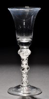 Lot 271 - A bell bowl wine glass with a solid base,...