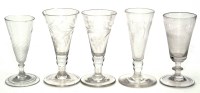 Lot 308 - Five ale glasses, comprising: wrythen twist...