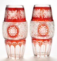 Lot 321 - Pair of Bohemian ruby 'overlay' glass...
