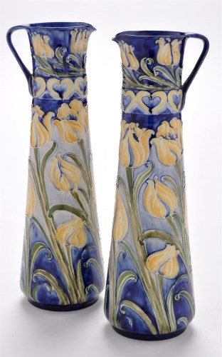 Lot 350 - Pair of Moorcroft 'Florian' ware ewers,...