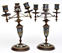 Lot 355 - Pair of Doulton Lambeth giltmetal mounted...
