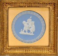 Lot 366 - Gilt framed Wedgwood Jasperware shallow bowl,...