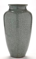 Lot 403 - Guan style crackle glaze vase, of elongated...