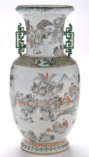 Lot 418 - Chinese baluster shaped vase, the body and...