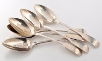 Lot 497 - Six George IV tablespoons, by Thomas Dicks,...