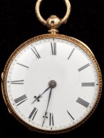 Lot 571 - A Victorian 18ct. gold open faced key wound...