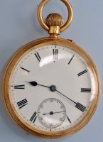 Lot 573 - An Edwardian 18ct. gold gentleman's open face...