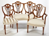 Lot 969 - A seven-piece early 20th Century inlaid...