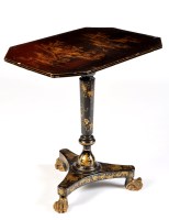 Lot 983 - A Regency period black lacquered papier mache...