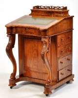Lot 1072 - A Victorian burr walnut davenport, the raised...