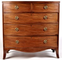 Lot 1120 - A George III bowfront mahogany chest of...