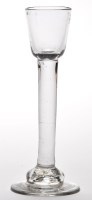 Lot 12 - Plain stem cordial glass, the round funnel...