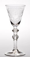 Lot 15 - Engraved 'Newcastle' light baluster glass, the...
