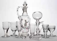 Lot 41 - Engraved glass posy holder, flattened fan...