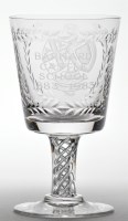 Lot 46 - Engraved air-twist goblet, ''Barnard Castle...