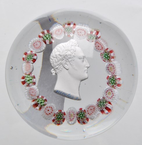 Lot 56 - Sulphide paperweight, attributed to Clichy,...