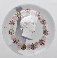 Lot 56 - Sulphide paperweight, attributed to Clichy,...