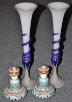 Lot 67 - Pair frosted and enamelled painted glass...