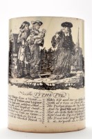 Lot 105 - Printed creamware mug, with 'The Tythe Pig',...