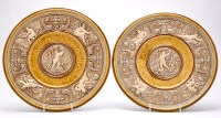 Lot 129 - Pair of Majolica circular plaques, of metal...