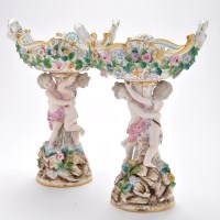 Lot 133 - Pair of Continental figurative comports, the...