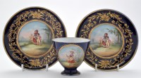 Lot 140 - Continental blue ground cabinet cup and saucer,...