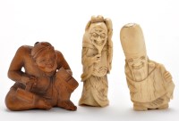 Lot 187 - Three Japanese netsuke, comprising: bone...