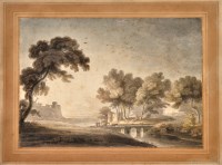 Lot 485 - 18th Century British School A PASTORAL RIVER...