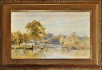 Lot 158 - Alfred de Breanski, snr (1852-1928) A RIVER...