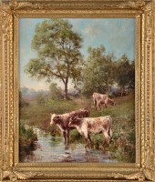 Lot 303 - John Falconar Slater (1857-1937) CALVES AT A...